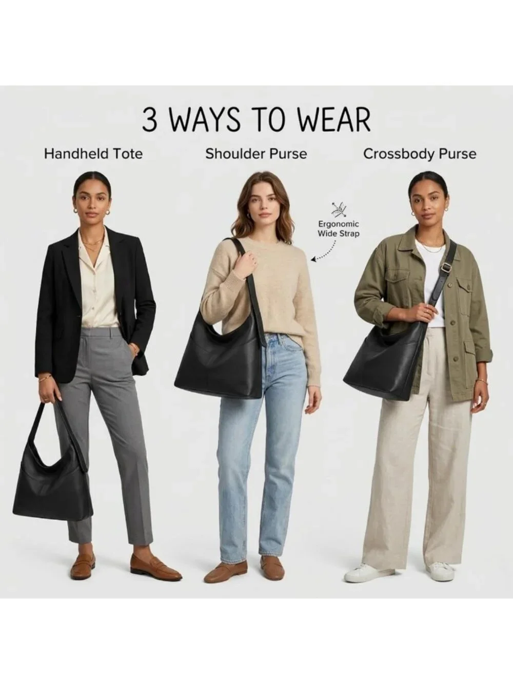 Large Slouchy Hobo Bag for Women | Soft Vegan Leather Tote with Multi Pockets
